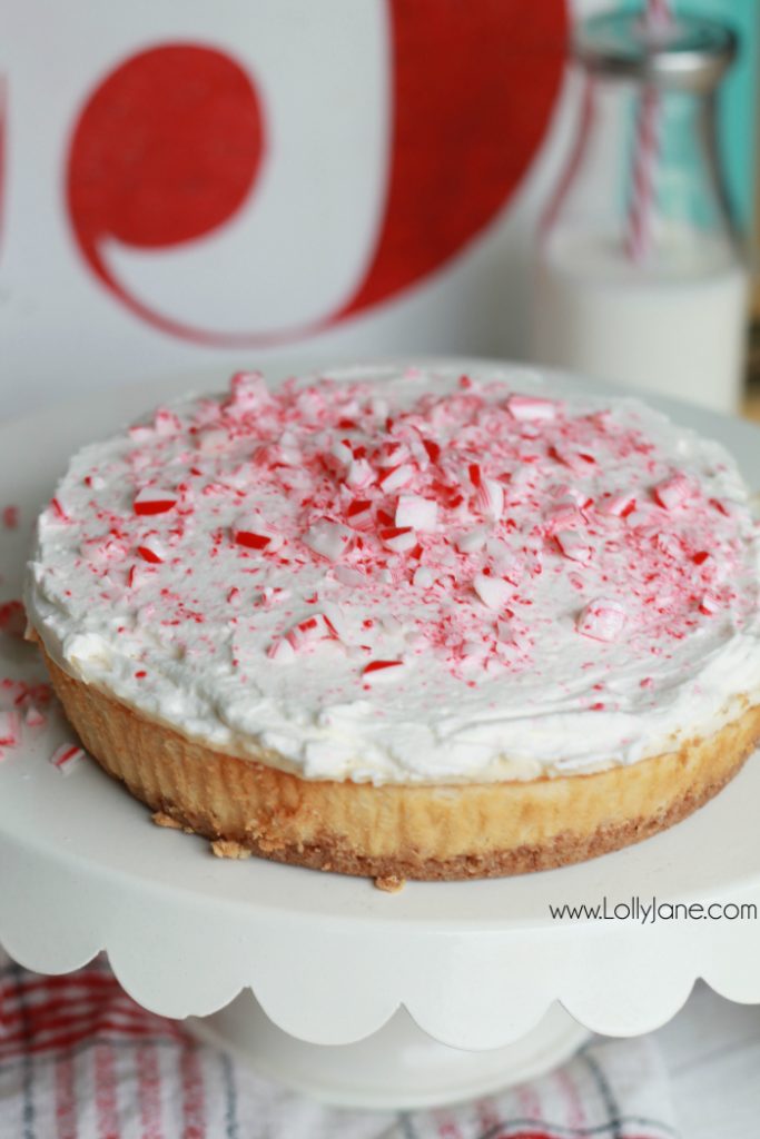 Delicious peppermint cheesecake recipe! This peppermint cheesecake topping has just the right hint of peppermint but isn't overwhelming. Homemade peppermint whipped topping, so good!