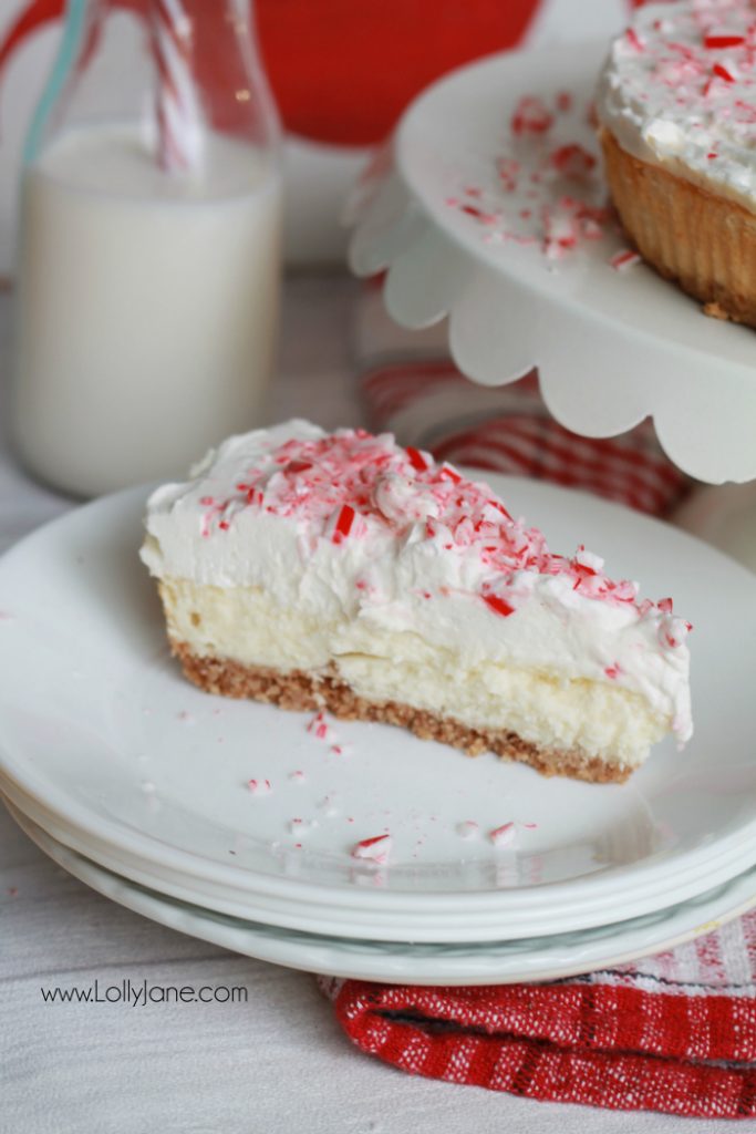 Delicious peppermint cheesecake recipe! This peppermint cheesecake topping has just the right hint of peppermint but isn't overwhelming. Homemade peppermint whipped topping, so good!