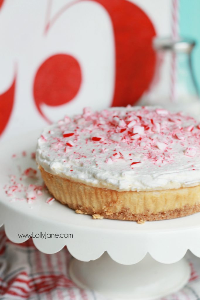 Delicious peppermint cheesecake recipe! This peppermint cheesecake topping has just the right hint of peppermint but isn't overwhelming. Homemade peppermint whipped topping, so good!