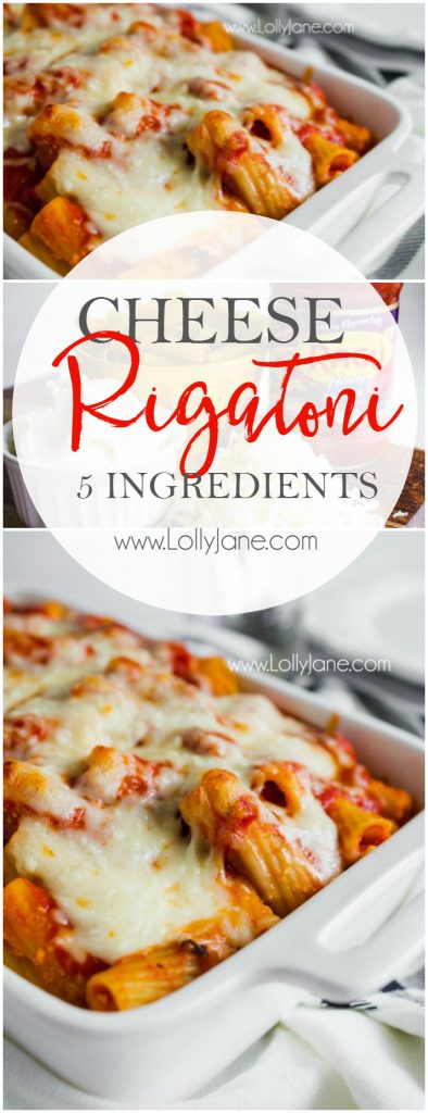 Hearty baked easy cheese rigatoni recipe, so good! Easy dinner idea, great family recipe! You'll love this cheesy mix of noodles and cheese!