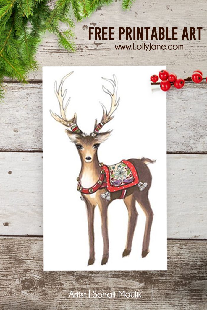 FREE Printable Reindeer Christmas Art