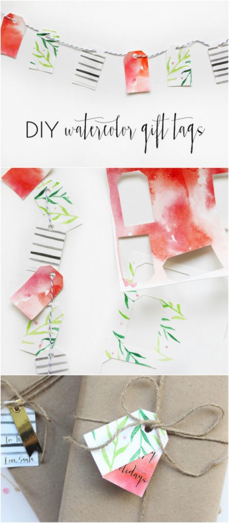 DIY watercolor tags. See this easy tutorial on how to make pretty Christmas tags!