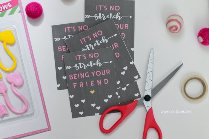 “It’s no stretch” printable Valentine’s tags