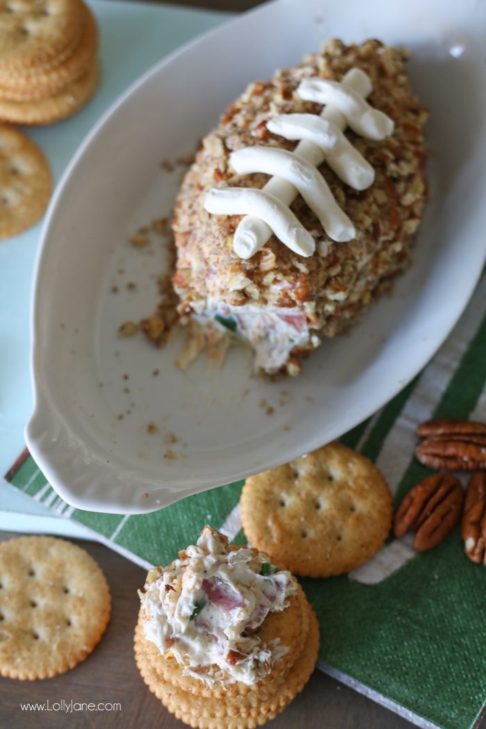 EASY and DANG GOOD Salami Cream Cheese Ball... shaped like a football! PERFECT for the Big GAME DAY Party!
