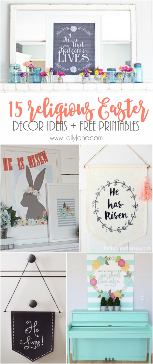15 religious Easter decor ideas and free printables. Love these Easter decor idea, the reason for the season. Pretty Easter free printables, love these religious Easter free printables.