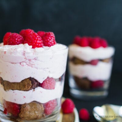 Raspberry Cream and Brownie Trifles For Two