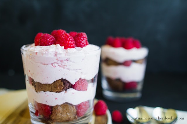 Raspberry Cream and Brownie Trifles For Two