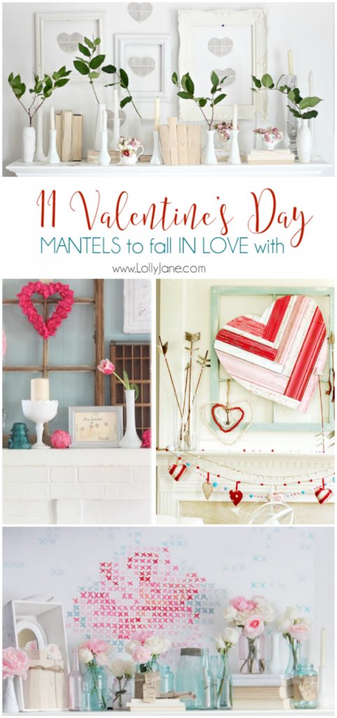 11 Valentine's Day mantels. A roundup of 11 Valentine's Day mantels to fall in love with! Easy decor to duplicate the look of. Adore these pretty Valentines Day decor ideas!