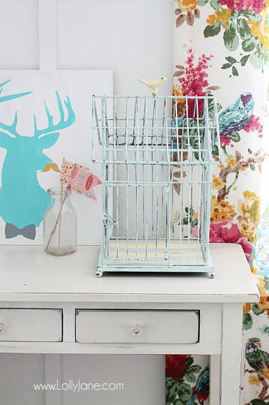 pretty chalk painted birdcage makeover