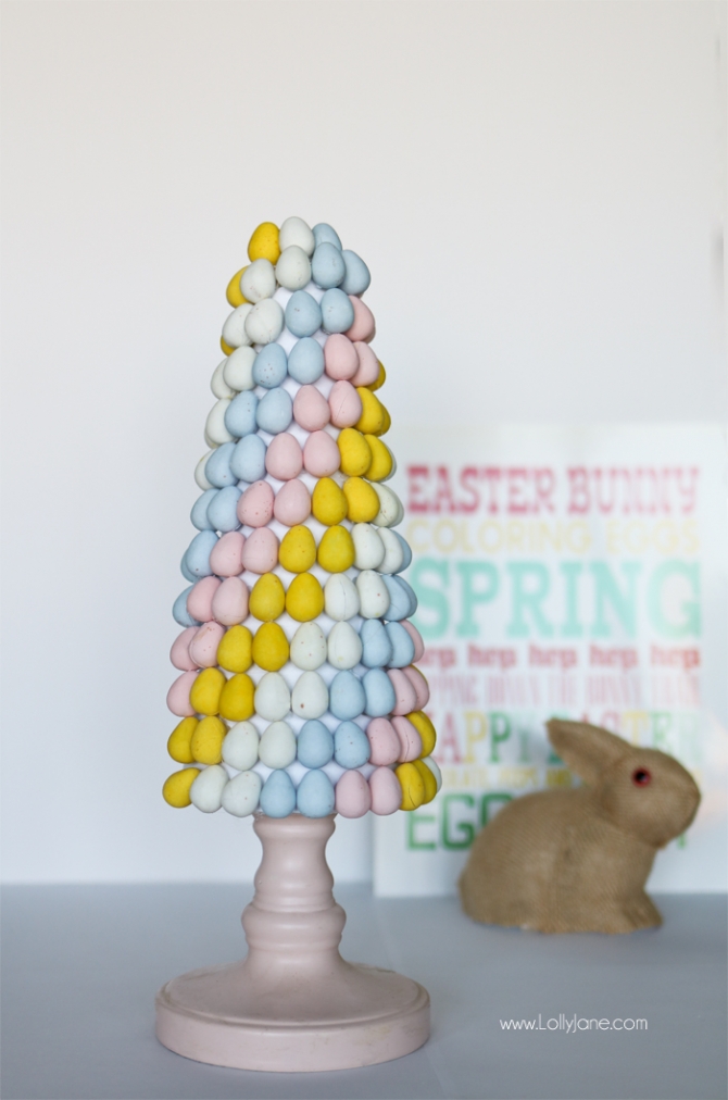 Easy Easter Candy Topiary. Cute centerpiece for Easter or spring!