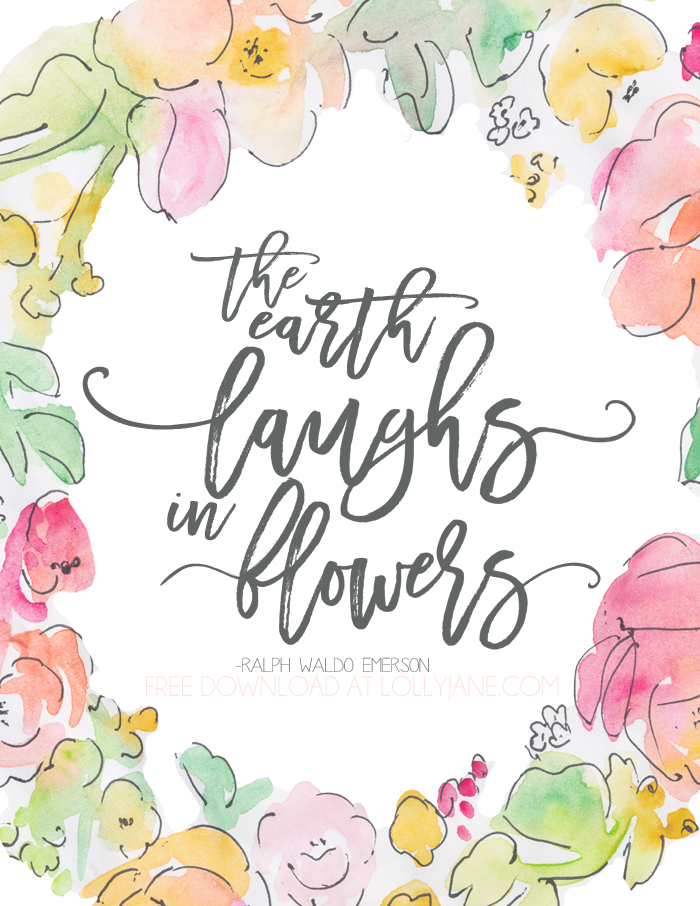 Pretty FREE Spring Printable "The earth laughs in flowers"