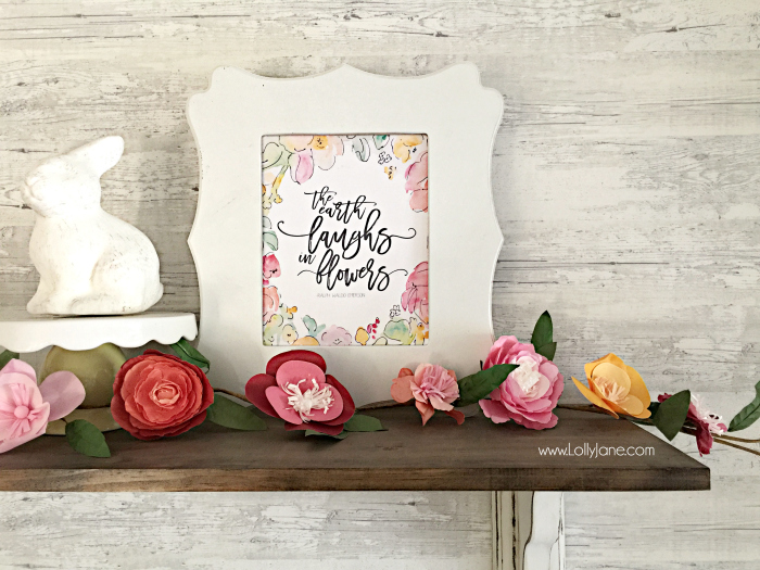 The Earth laughs in flowers free printable. Pretty spring free printable. Love this spring free printable!