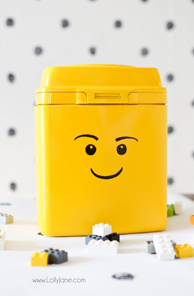 Empty formula container? Upcycle it in just a few steps to cool LEGO storage! Your kids will love this easy tutorial!