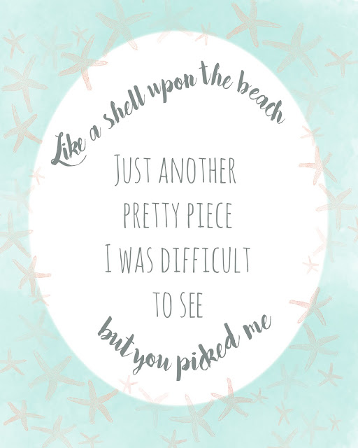 One Fine Frenzy, You Picked Me free print. Love this like a shell on a beach, you picked me free print. Love this printable home decor you picked me free printable!