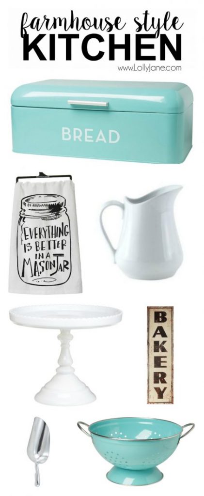 Farmhouse style kitchen accessories. Want to replicate the popular farmhouse style kitchen? Here are some great tips on what to buy to get that great Fixer Upper farmhouse style decor!