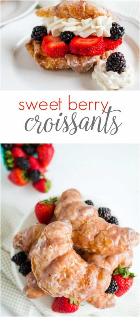 Winning recipe: these sweet berry croissants are a must make recipe! Yummy glazed croissants, filled with berries and cream, a light brunch recipe, great for Mother's Day brunch or a shower dessert idea! Yummy sweet berry croissants!