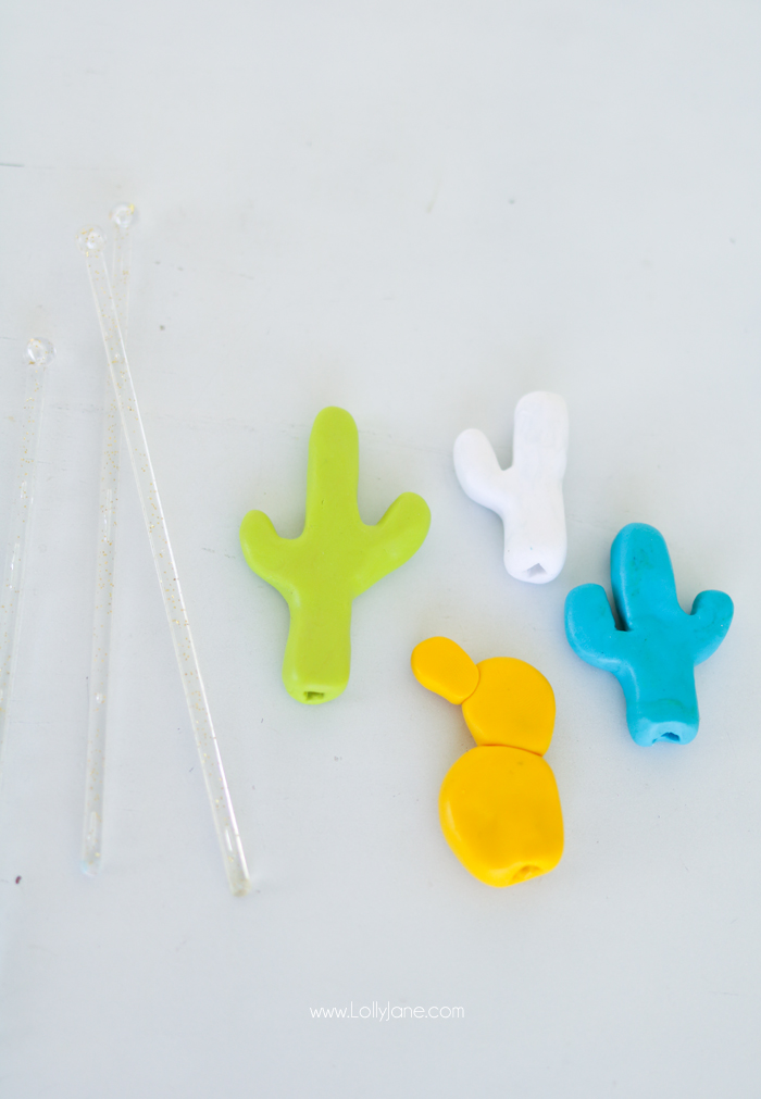 diy cactus drink stirrer sticks - Lolly Jane