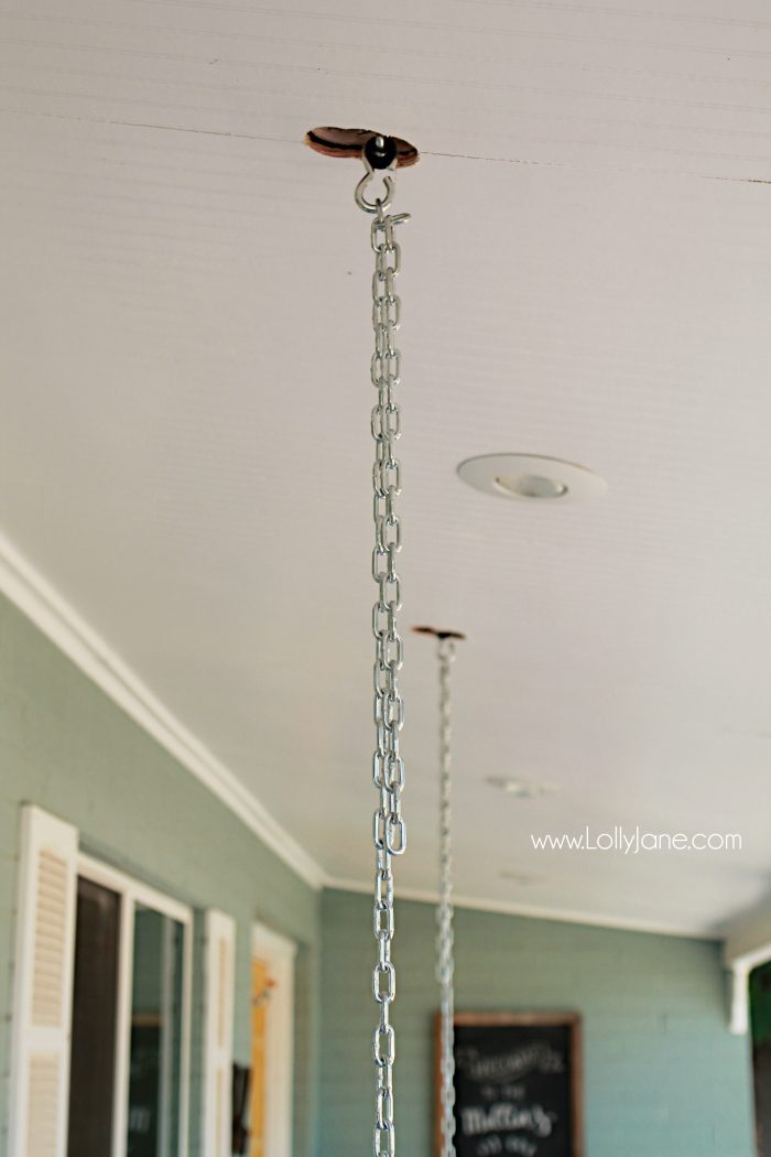 Hang a cheap swing from ceiling