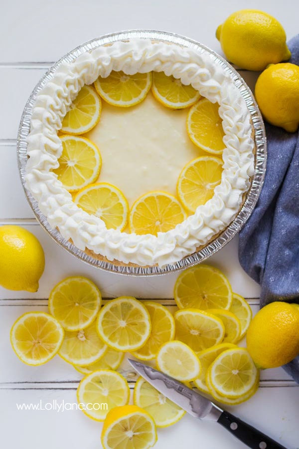 Lemon cream pie recipe, so so good! Just like Grandma used to make! A simple lemon pie is only a few ingredients away! This Lemon Cream Pie comes together with very little prep, is practically fail-proof, and is a pie everyone will love! Great summer recipe!