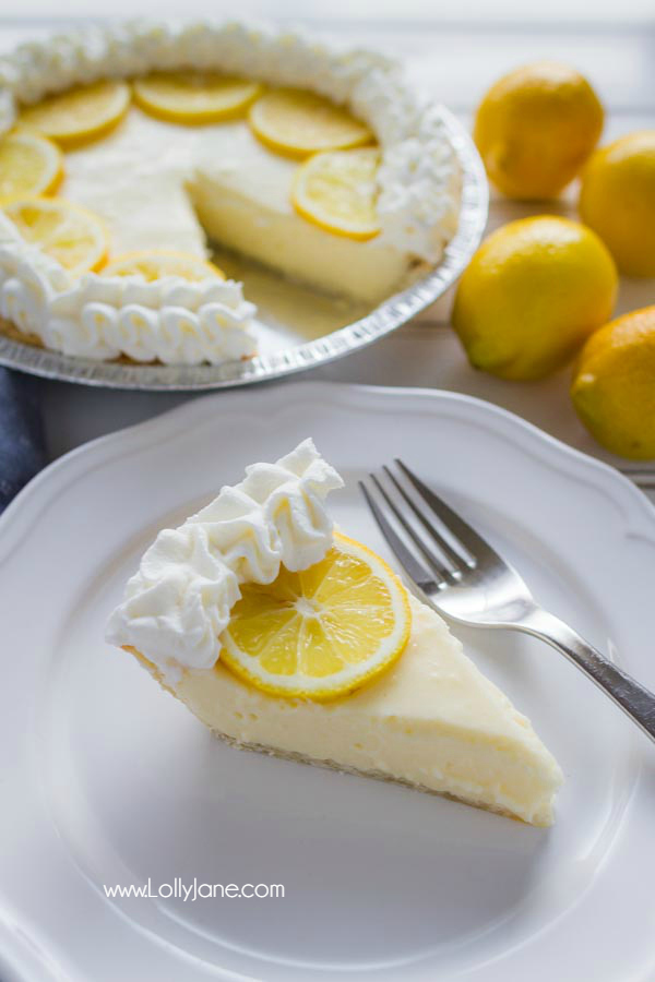 Lemon cream pie recipe, so so good! Just like Grandma used to make! A simple lemon pie is only a few ingredients away! This Lemon Cream Pie comes together with very little prep, is practically fail-proof, and is a pie everyone will love! Great summer recipe!