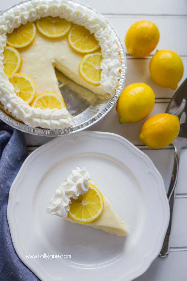 Lemon cream pie recipe, so so good! Just like Grandma used to make! A simple lemon pie is only a few ingredients away! This Lemon Cream Pie comes together with very little prep, is practically fail-proof, and is a pie everyone will love! Great summer recipe!