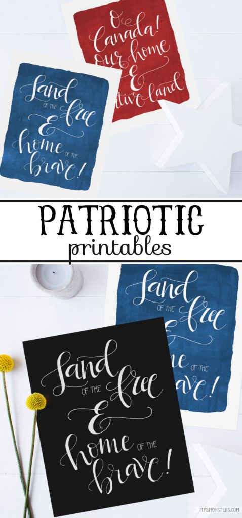 Patriotic Free Printables | Love these free patriotic prints! Free Canada prints, free USA printables! Perfect 4th of July home decor idea too! 