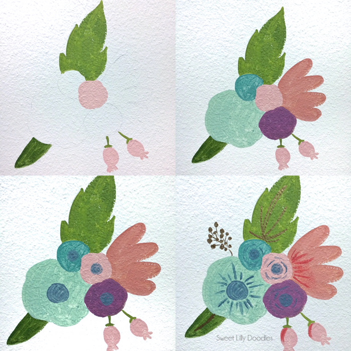 Easy Floral Painted Faux Wallpaper Tutorial via sweetlillydoodles.etsy.com