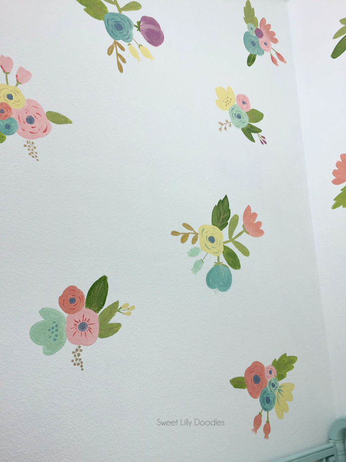 Easy Floral Painted Faux Wallpaper Tutorial via sweetlillydoodles.etsy.com