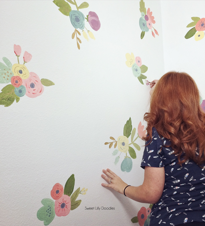 Easy Floral Painted Faux Wallpaper Tutorial via sweetlillydoodles.etsy.com