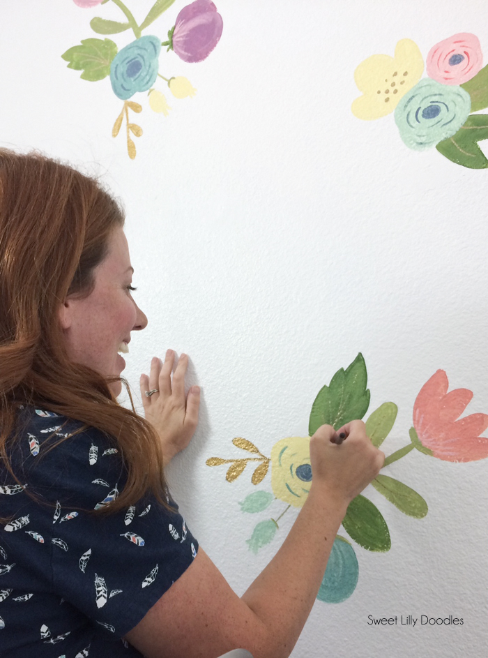 Easy Floral Painted Faux Wallpaper Tutorial via sweetlillydoodles.etsy.com