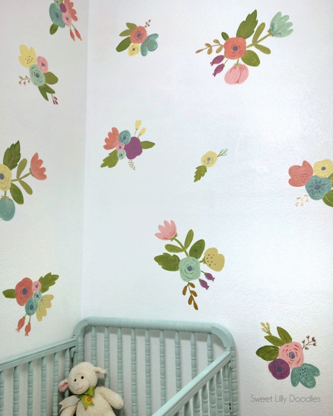 Easy Floral Painted Faux Wallpaper Tutorial via sweetlillydoodles.etsy.com