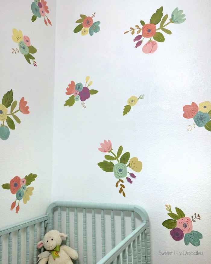 Easy Floral Painted Faux Wallpaper Tutorial via sweetlillydoodles.etsy.com