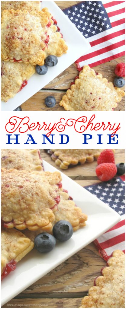 Berry hand pie recipe, yum! You'll love this homemade berry cherry hand pie dessert. Great 4th of July dessert idea, perfect patriotic treat!