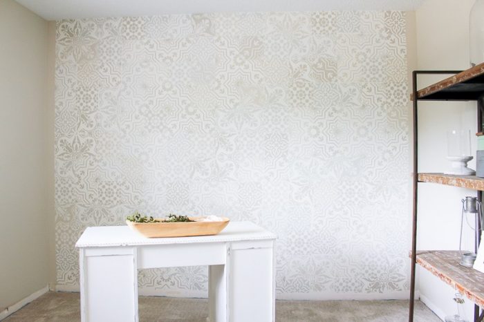 How to Get the Cement Tile Look for Less. Can you believe this is a faux cement wall?? GORGEOUS! |via MakingItInTheMountains.com