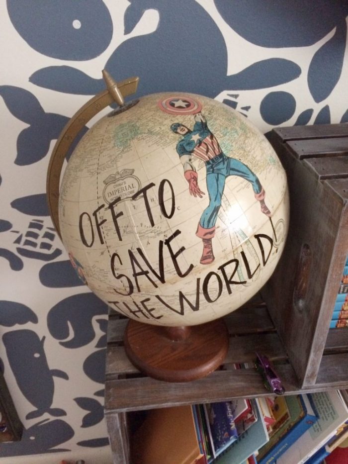 DIY SuperHero Globe... perfect for a boys room, man cave or office! 