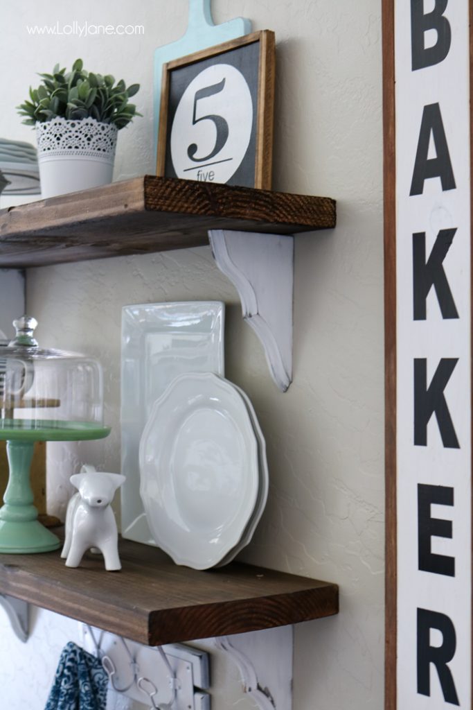 Decorating Shelves in a Farmhouse Kitchen