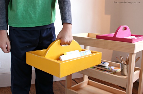 DIY Wooden Art Cart... perfect for homework station or kids storage!