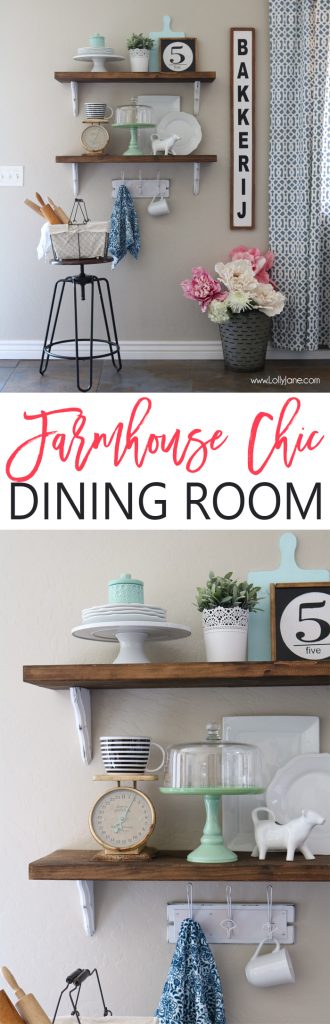 Farmhouse Chic Dining Room Shelf decorating ideas... love!