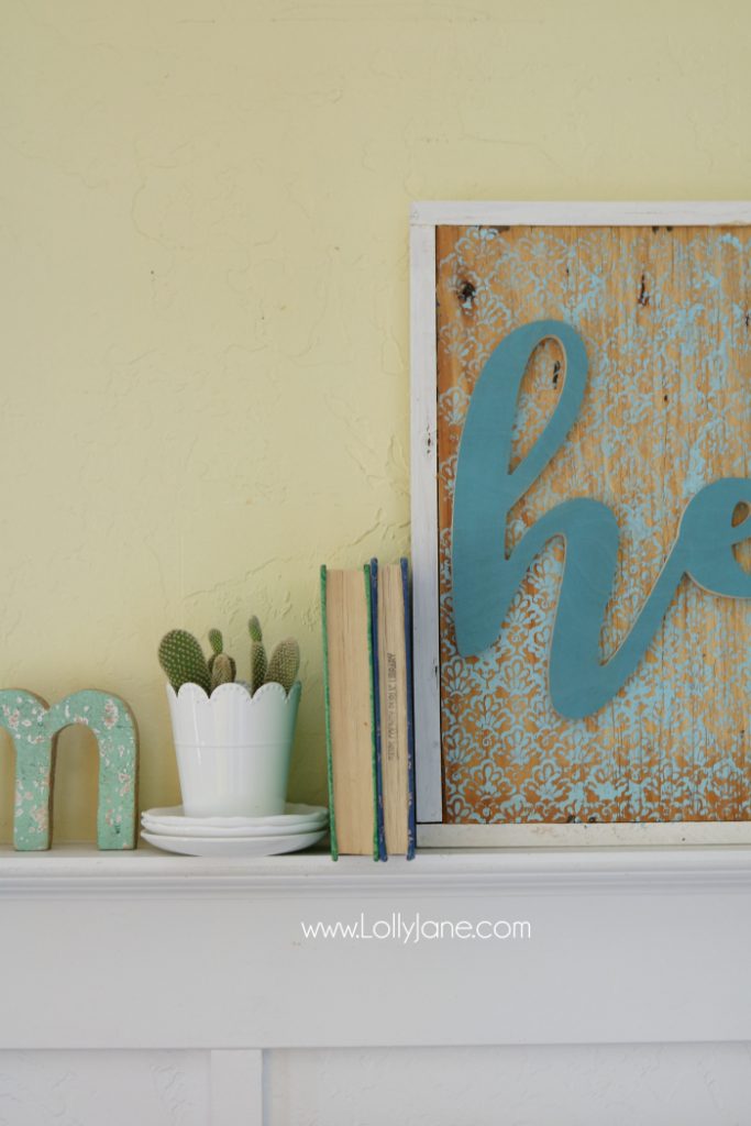 Cute Stenciled Wood Cutout HELLO sign, easy tutorial and perfect year round decor! Love!