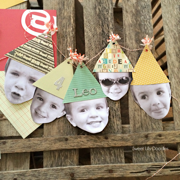 Easy DIY party head bunting. Such a fun and personal way to celebrate your birthday. Easy kids party decor!