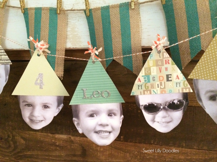 Easy DIY party head bunting. Such a fun and personal way to celebrate your birthday. Easy kids party decor!