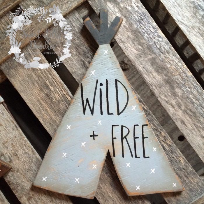 Loving this Wild and Free TeePee sign, so cute! Love this etsy shop!