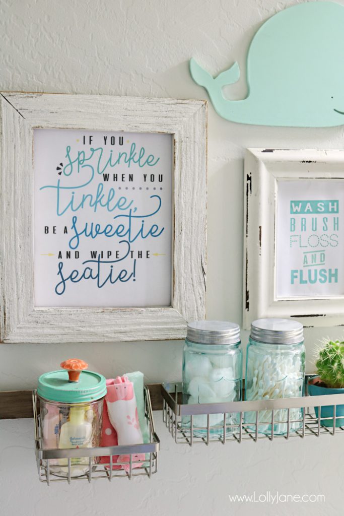 Kids Bathroom Organization Ideas + Free Printable Bathroom Art