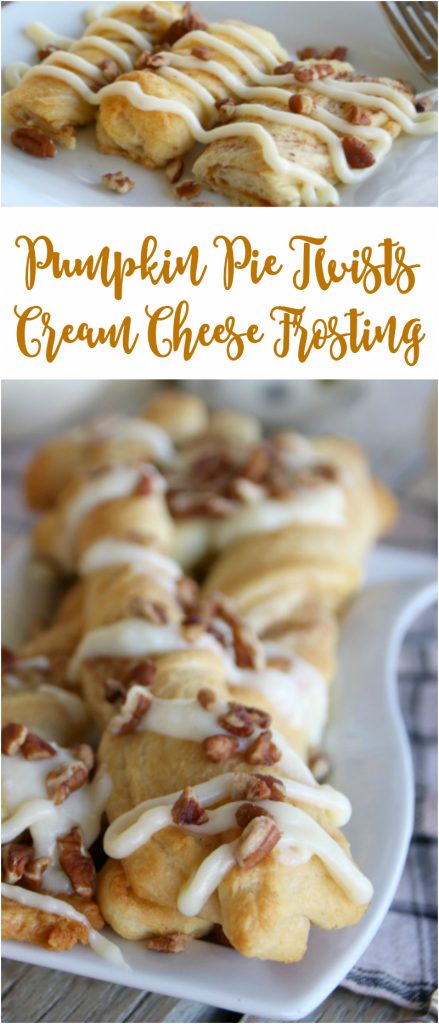 Pumpkin Pecan Twists with Cream Cheese Frosting. The perfect fall dessert, yum! Love this pecan dessert, mm!