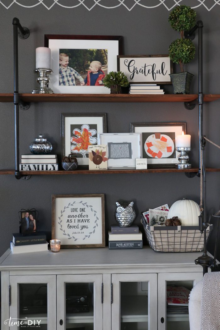 Pretty fall home tour, love these shelves!