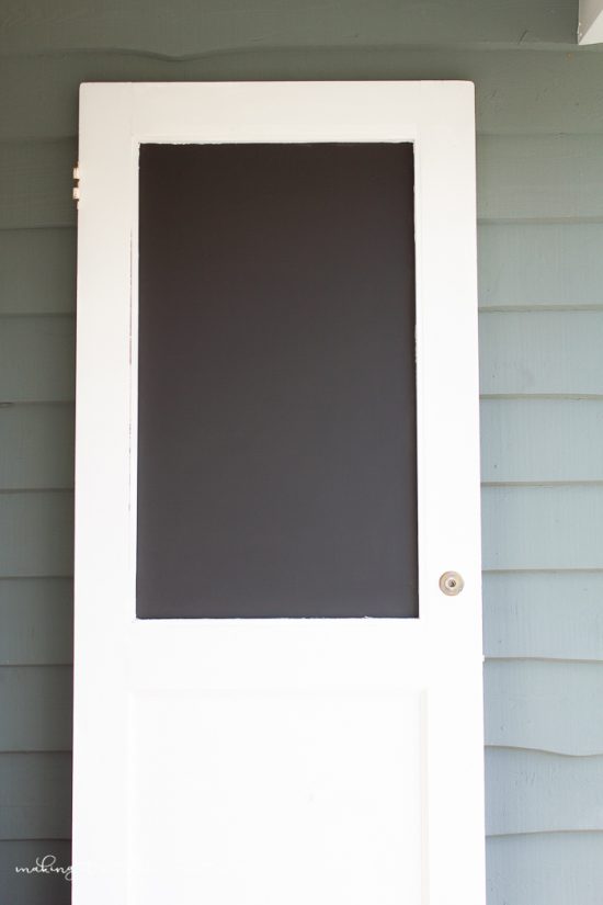 DIY Vintage Door Chalkboard tutorial: Turn an old door into a chalkoard, such a great upcycle! Love this vintage door repurpose!