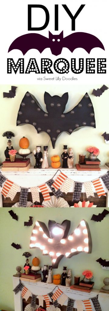 DIY Bat Marquee with FREE Bat Silhouette, perfect for Halloween! 