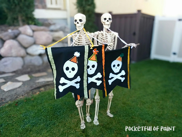 DIY Halloween Bunting, too cute paired with these fun skeletons!