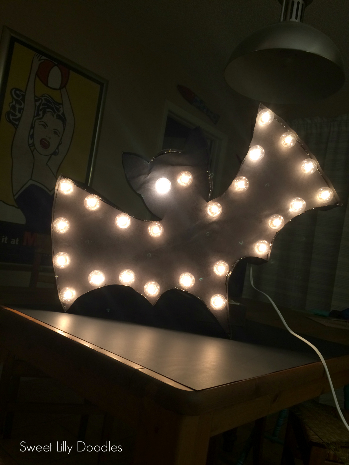 DIY Bat Marquee with FREE Bat Silhouette, perfect for Halloween! 