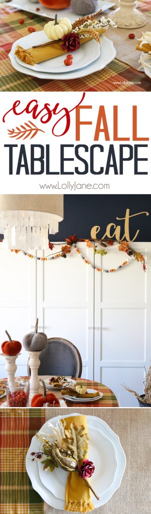 Easy Fall Tablescape! Check out these quick tips on how to make the perfect place settings for holiday entertaining!